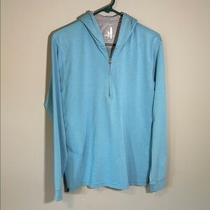 Men's Johnnie-O Blue Half-Zip hooded Lightweight Sweatshirt Medium